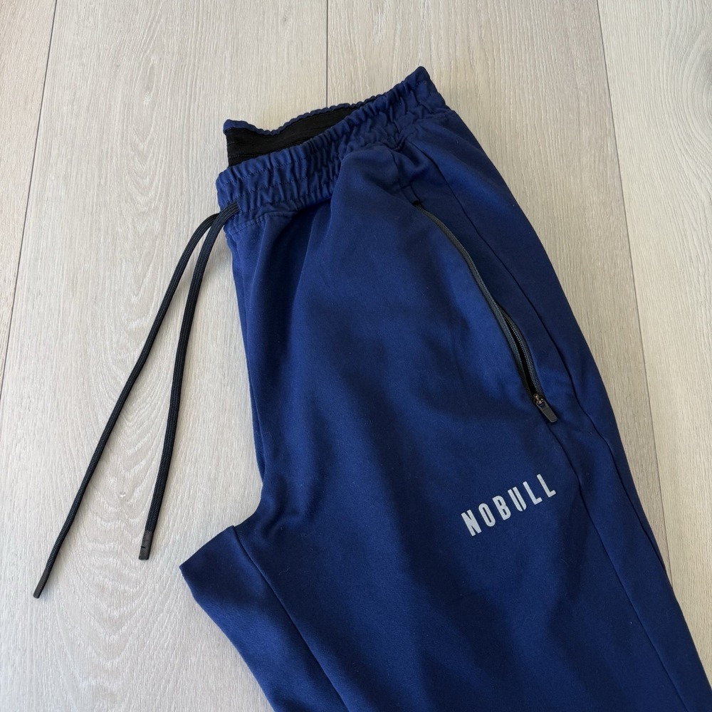 NOBULL Joggers Men's M Medium Navy Blue Athletic Pants Gym Training Zip Pocket